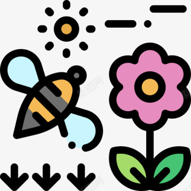 蜜蜂自然25线性颜色图标图标