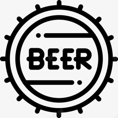 瓶盖啤酒9线性图标图标