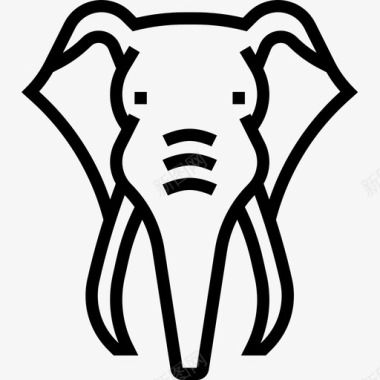 大象非洲符号3直线图标图标