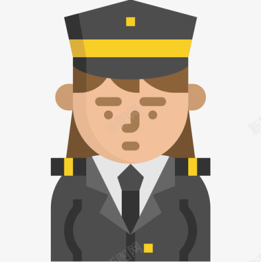 飞行员职业女性化身3扁平图标图标