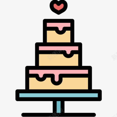 蛋糕婚礼117线性颜色图标图标