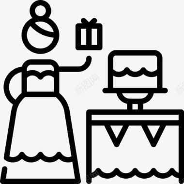 新娘淋浴派对和庆祝活动8直系图标图标