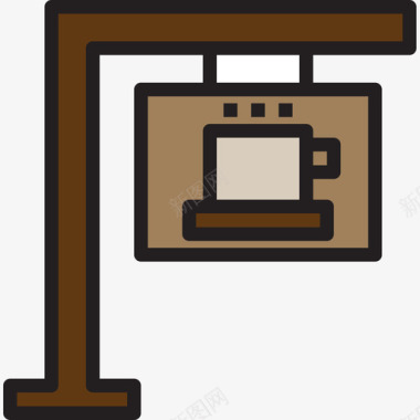 咖啡店咖啡36线性颜色图标图标