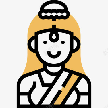 印第安人民族服装黄影图标图标