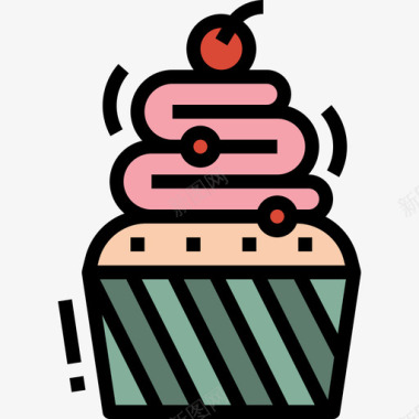 纸杯蛋糕87号婚礼线性颜色图标图标