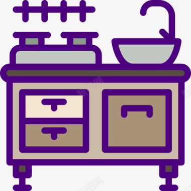 厨房家具家居线条色彩图标图标