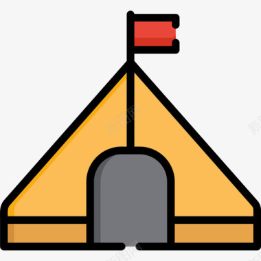 帐篷野生动物9线性颜色图标图标