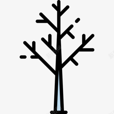 树冬季小镇6线性颜色图标图标