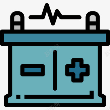 电池汽车部件2线颜色图标图标