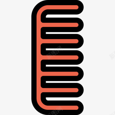 梳子美容spa6直线颜色橙色图标图标