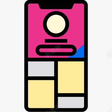 多媒体资料智能手机线性颜色图标图标