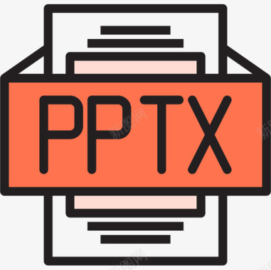 Pptx文件类型2线性颜色图标图标