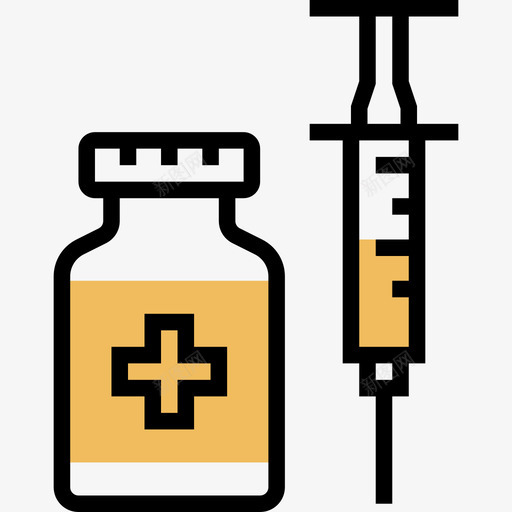 注射器医用103黄色阴影图标svg_新图网 https://ixintu.com 医用103 注射器 黄色阴影