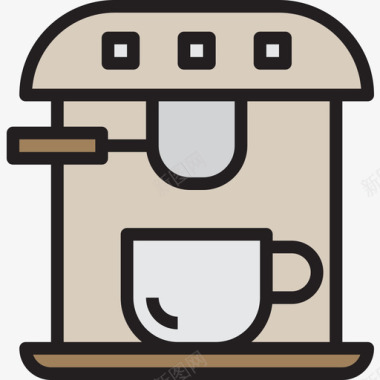 咖啡机咖啡36线性颜色图标图标