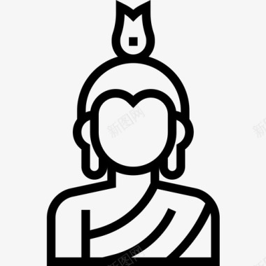 佛陀泰国符号2直线图标图标