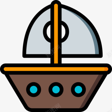 帆船夏令时2线型颜色图标图标