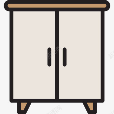 衣柜家具和家居14线性颜色图标图标