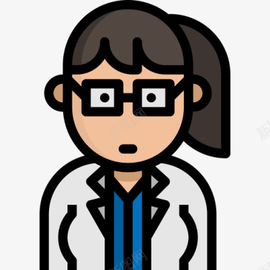 化学家职业女性化身4线性颜色图标图标