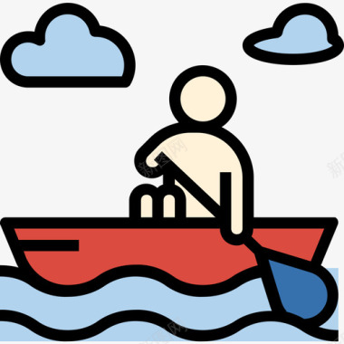 独木舟夏季47线性颜色图标图标