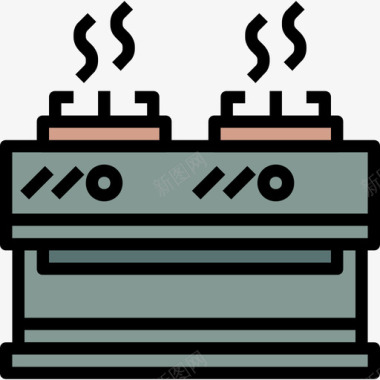 炉灶家具75线性颜色图标图标