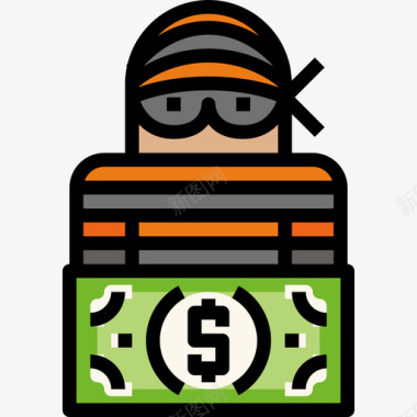 抢劫商业和金融57线性颜色图标图标