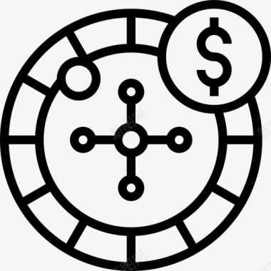 轮盘赌赌博15线性图标图标