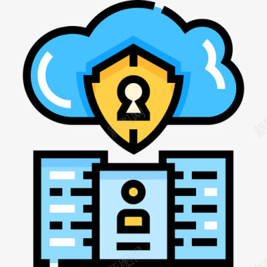 云计算互联网安全31线性颜色图标图标