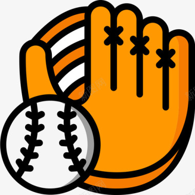 棒球体育和游戏6线性颜色图标图标