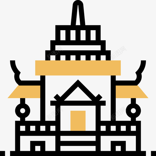 建筑泰国符号黄色阴影图标svg_新图网 https://ixintu.com 建筑 泰国符号 黄色阴影