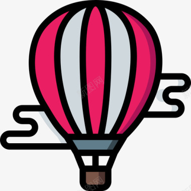 热气球主题公园2线性颜色图标图标