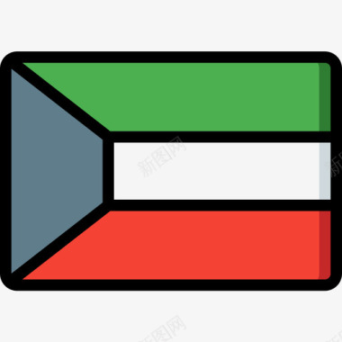 科威特国旗10线颜色图标图标