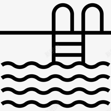 游泳池旅游58直线型图标图标