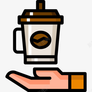 热咖啡咖啡店的图标线性颜色图标