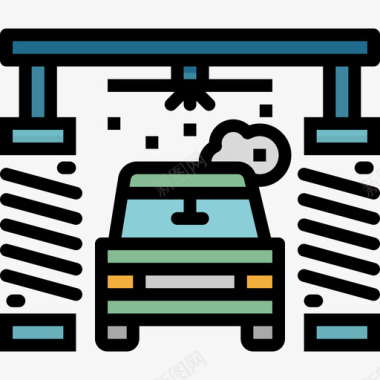 洗车汽车部件2线性颜色图标图标