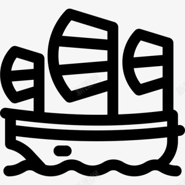 帆船中国20直线型图标图标