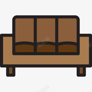沙发家具和家居9线性颜色图标图标