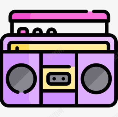 盒式收音机80年代10线性彩色图标图标