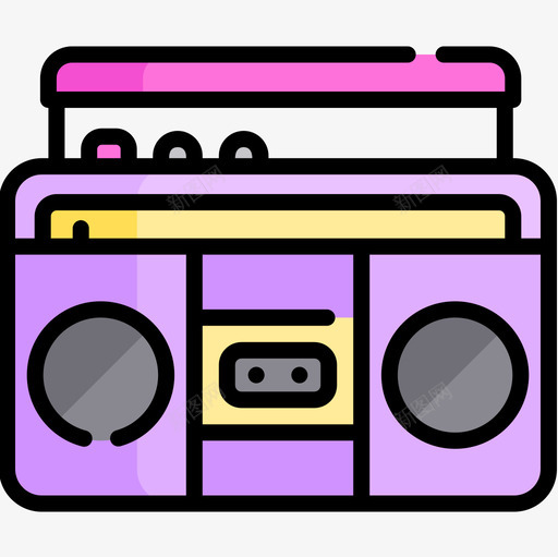 盒式收音机80年代10线性彩色图标svg_新图网 https://ixintu.com 80年代10 盒式收音机 线性彩色