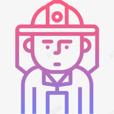 消防员职业人化身4线性梯度图标图标