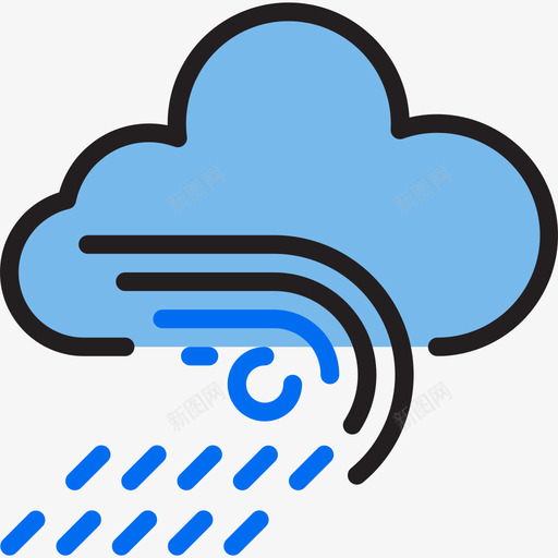 雨天气112线性颜色图标svg_新图网 https://ixintu.com 天气112 线性颜色 雨