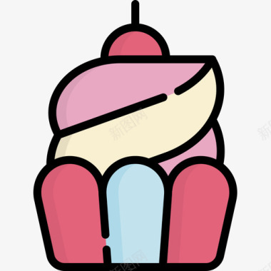 纸杯蛋糕糖果店2线性颜色图标图标