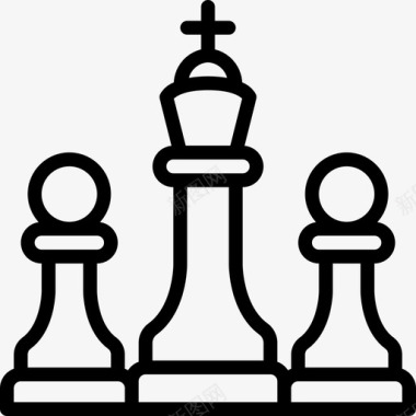国际象棋运动和游戏2直线型图标图标