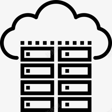 云存储网络和数据库概要线性图标图标