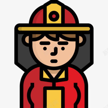 消防员职业女性化身4线性颜色图标图标