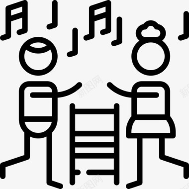 音乐椅派对和庆典8直线型图标图标