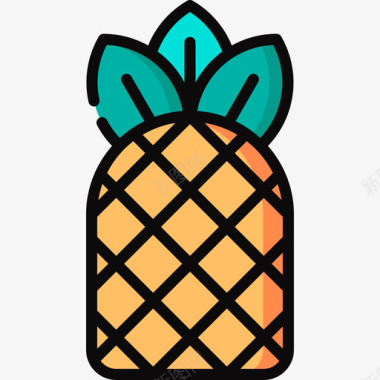 菠萝热带18线形颜色图标图标