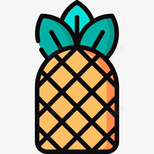 菠萝热带18线形颜色图标svg_新图网 https://ixintu.com 热带18 线形颜色 菠萝