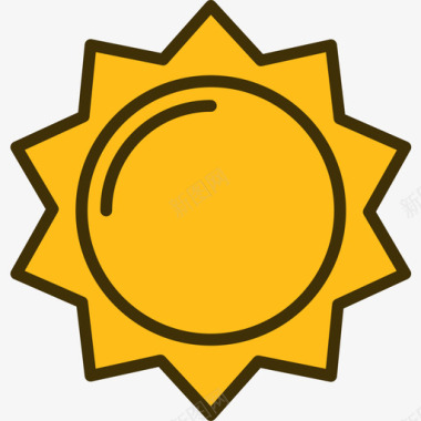 太阳夏天40线性颜色图标图标