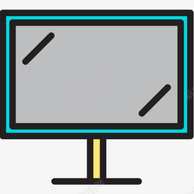 智能电视卧室5线性颜色图标图标