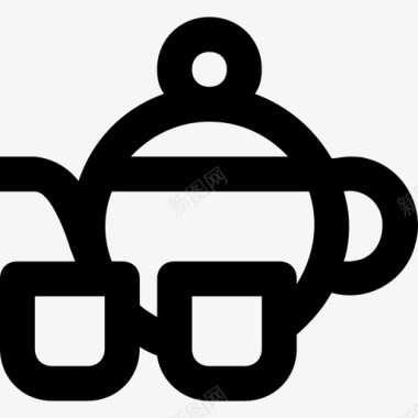 茶壶饮料3线性图标图标